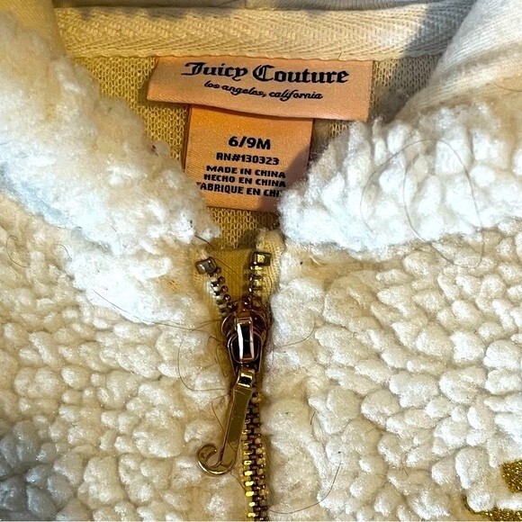 Juicy Couture White Sherpa Zip Up Jacket Size 6/9 Months - Picture 4 of 6